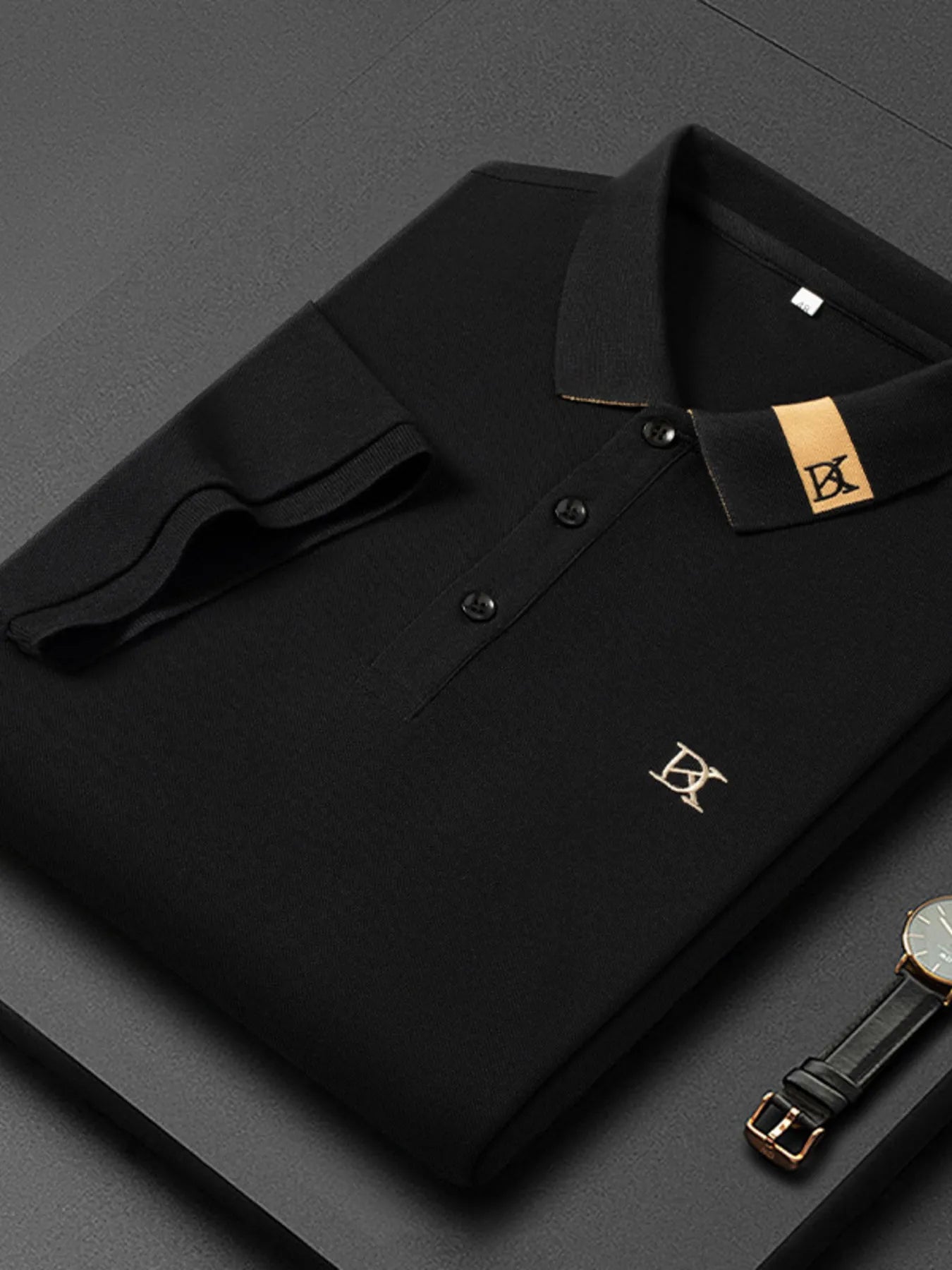 Men's Plus Size Short Sleeve Embroidered Detail Polo NicholesGifts