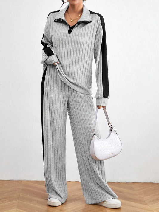 Ribbed Long Sleeve Top and Pants Set NicholesGifts
