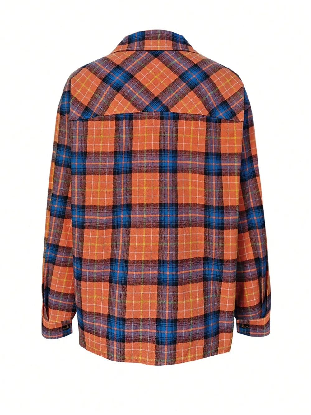 Plaid Collared Neck Long Sleeve Shirt Trendsi