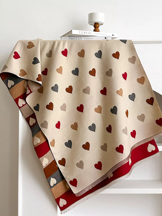 Women Heart Pattern Warm Scarf Valentine's Day Gift For Her nicholesgifts