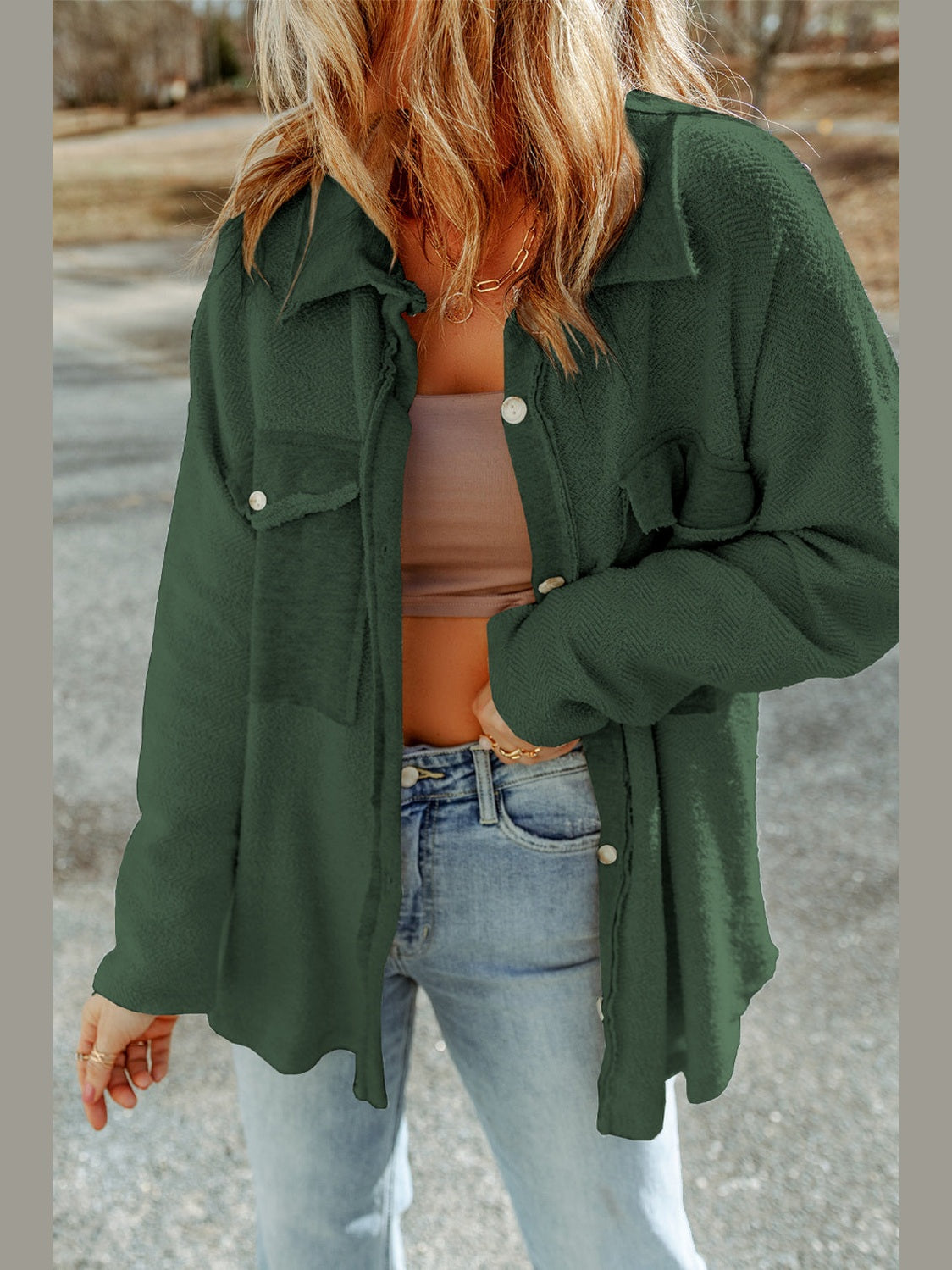 Button Down Long Sleeve Jacket nicholesgifts