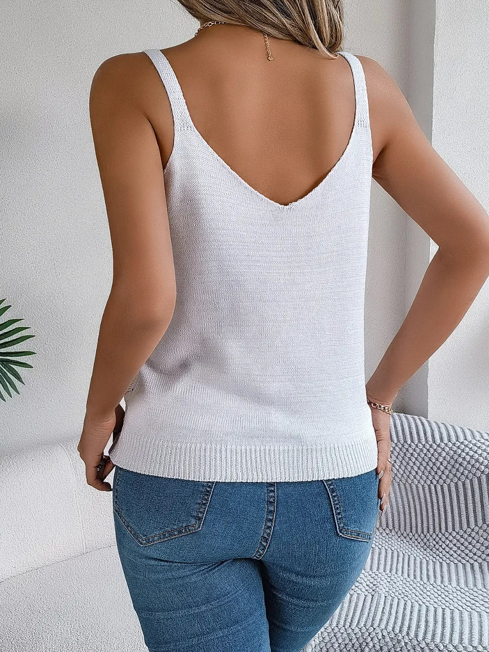 Openwork Scoop Neck Knit Vest nicholesgifts