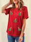Sequin Christmas Tree Round Neck Short Sleeve T-Shirt nicholesgifts