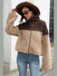 Two-Tone Collared Neck Fuzzy Jacket nicholesgifts