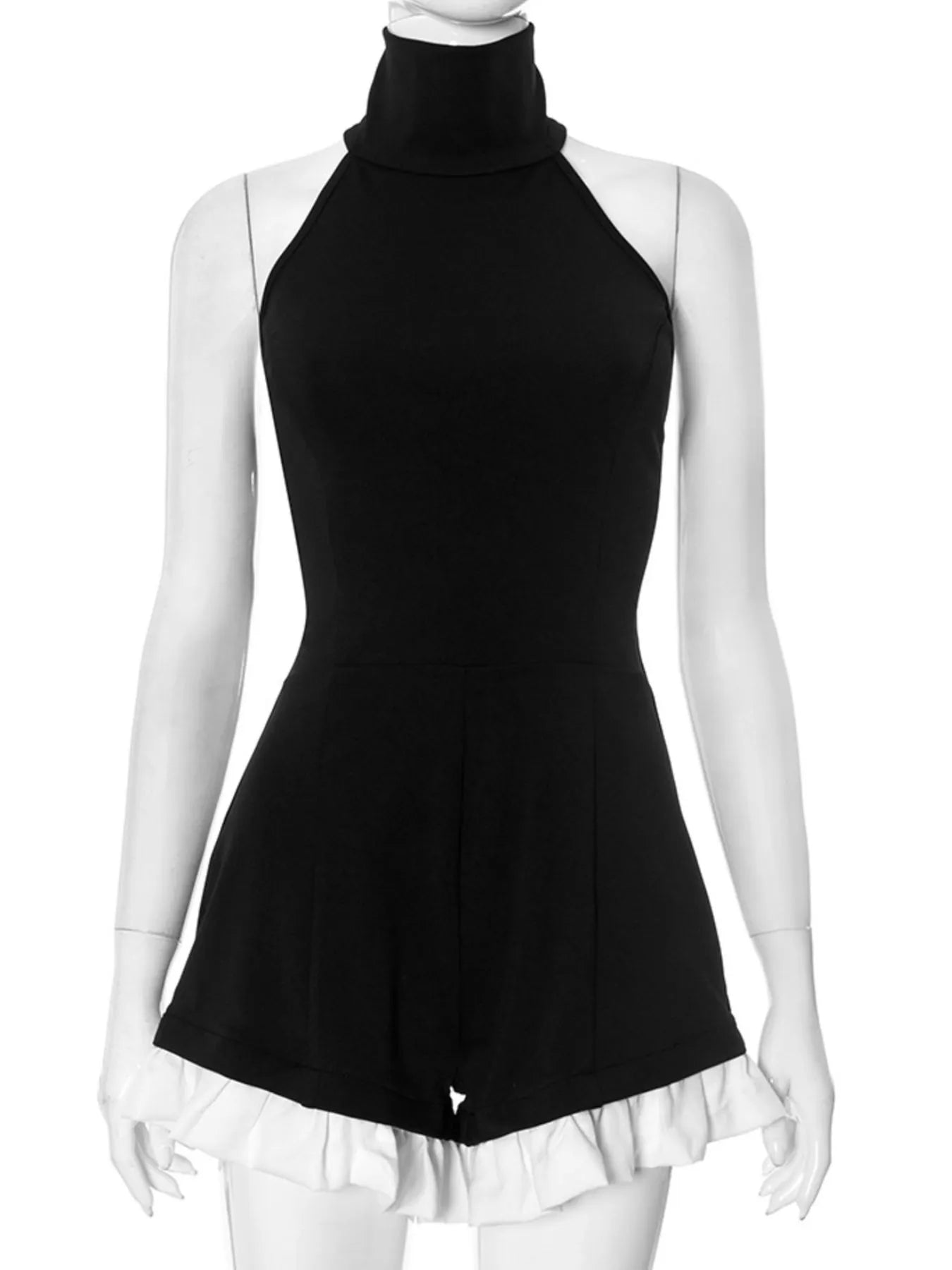 Halter Neck Ruffled Hem Romper nicholesgifts