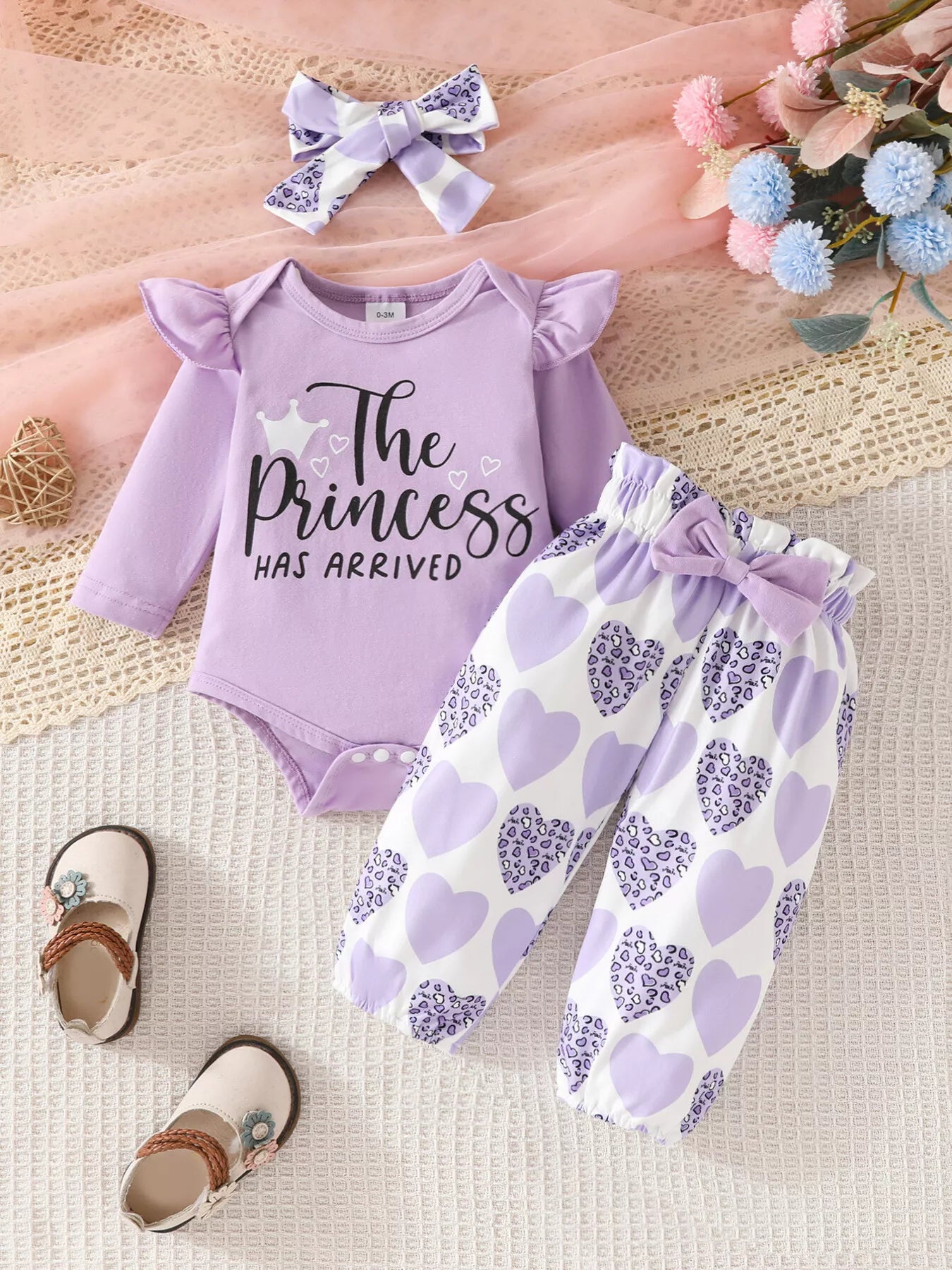 Children's Graphic Ruffled Top and Pants Set with Headband NicholesGifts