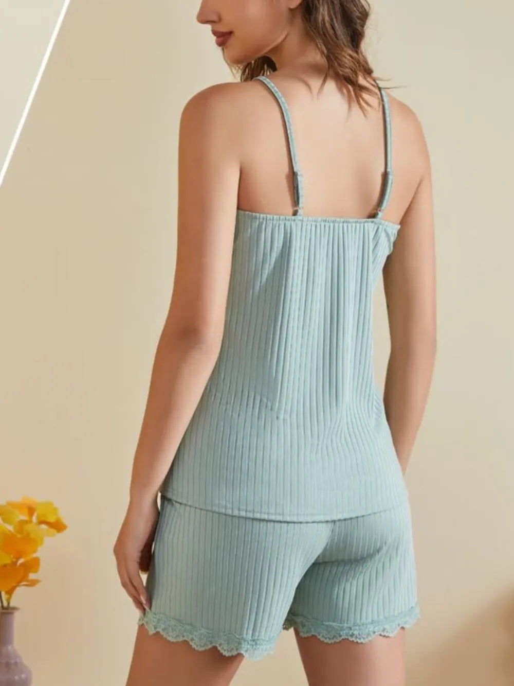 Ribbed Scoop Neck Top and Shorts Lounge Set nicholesgifts