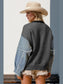Women Double Take Full Size Star Pattern Raw Edge Long Sleeve Sweater nicholesgifts
