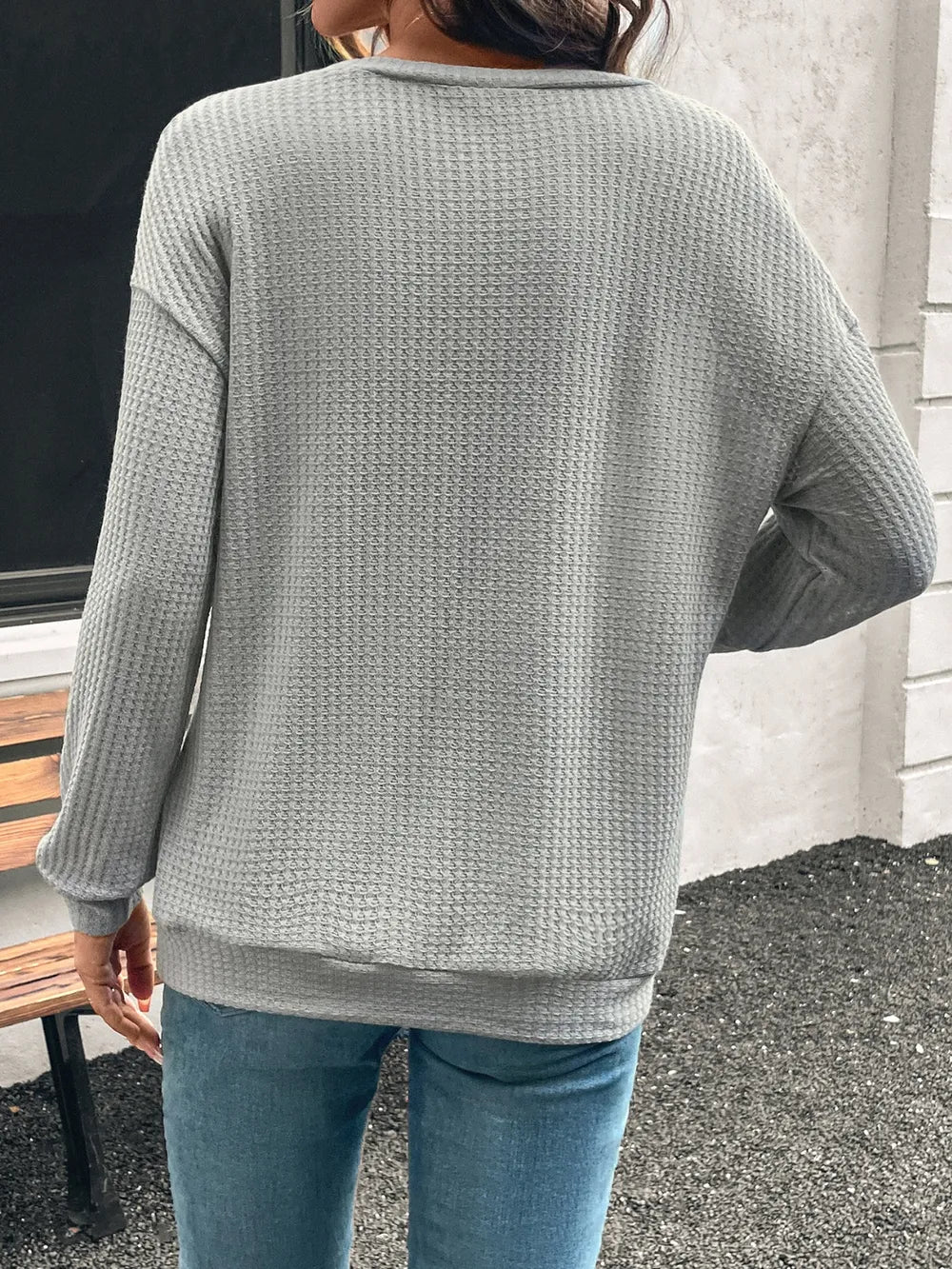 Round Neck Dropped Shoulder Long Sleeve T-Shirt NicholesGifts