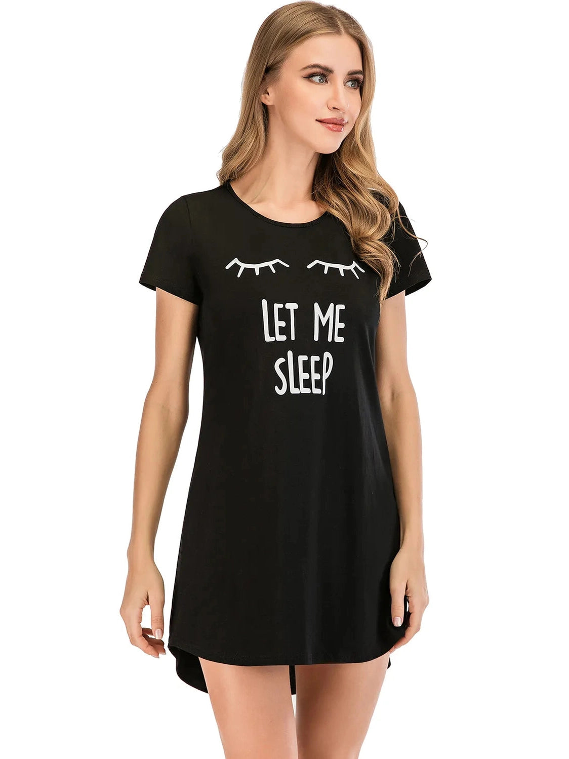 Graphic Round Neck Short Sleeve Lounge Dress nicholesgifts