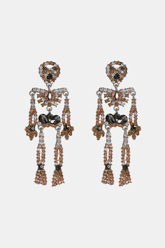 Skeleton Shape Glass Stone Dangle Earrings NicholesGifts