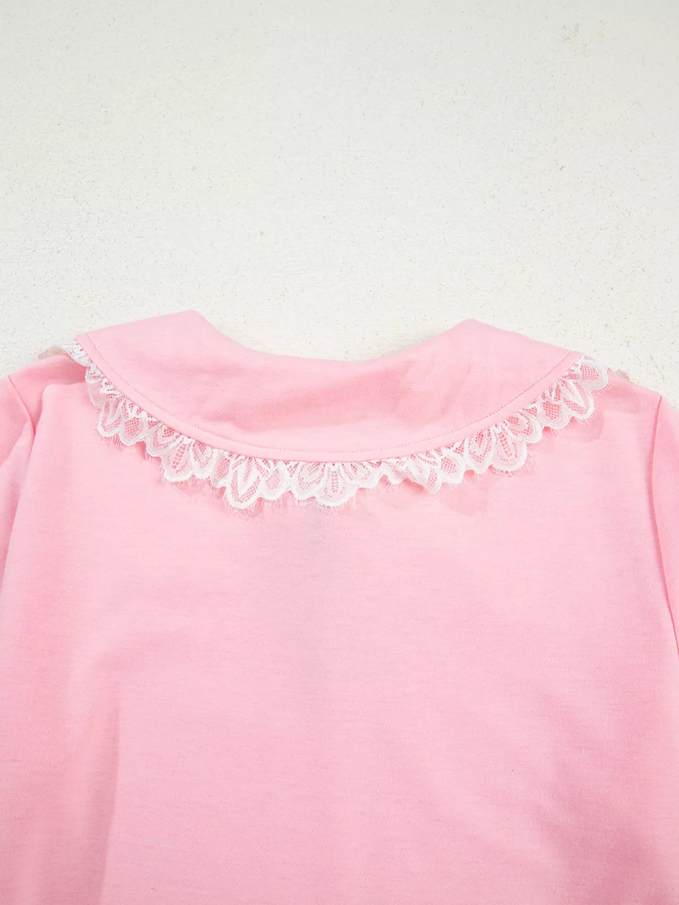 Peter Pan Lace Embellished Neck Sweatshirt and Skirt Two Piece Set NicholesGifts