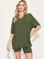 WomeBasic Bae Full Size V-Neck Drop Shoulder Short Sleeve T-Shirt and Shorts Set nicholesgifts