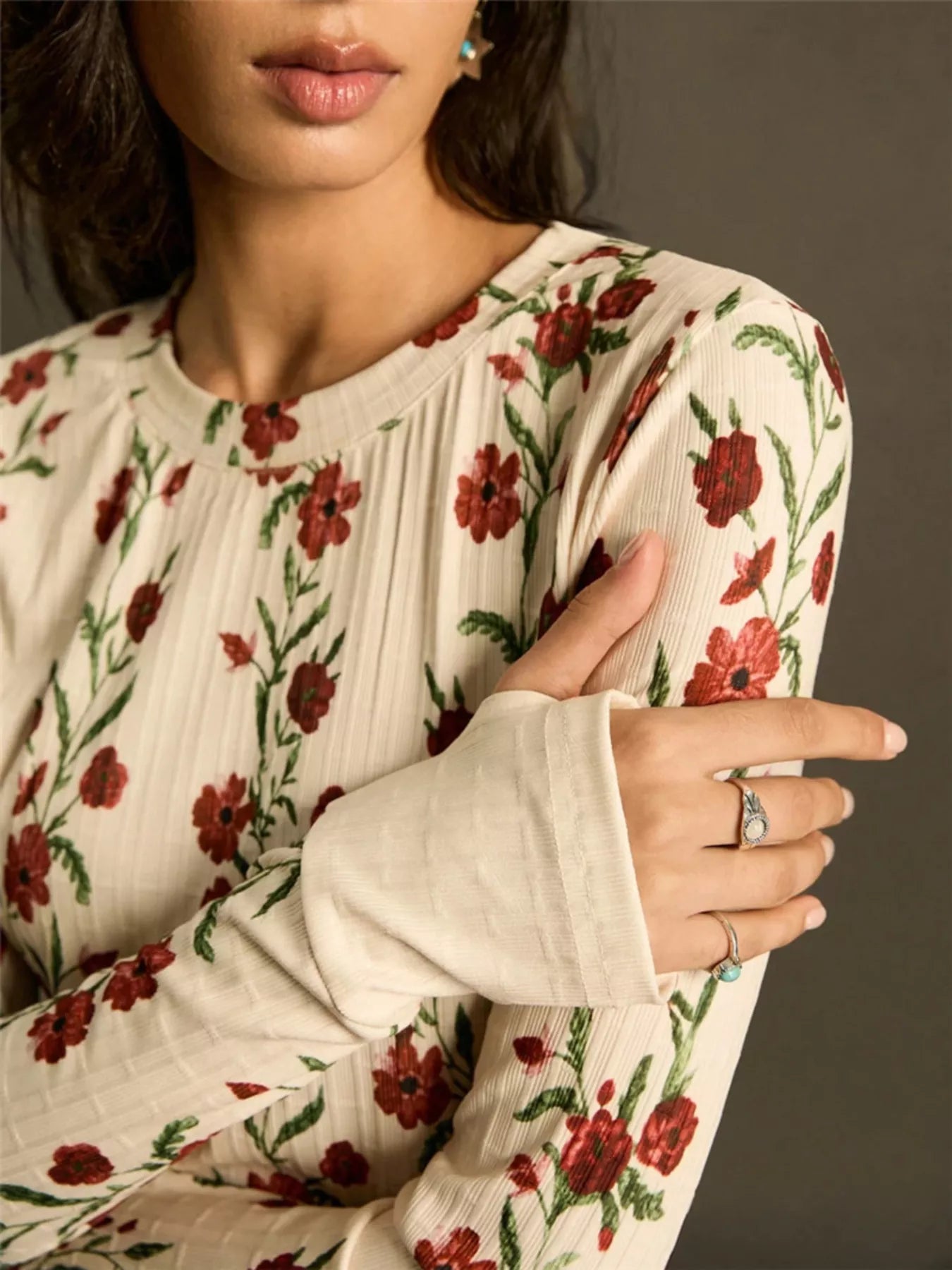 Floral Print Long Sleeve T-Shirt nicholesgifts