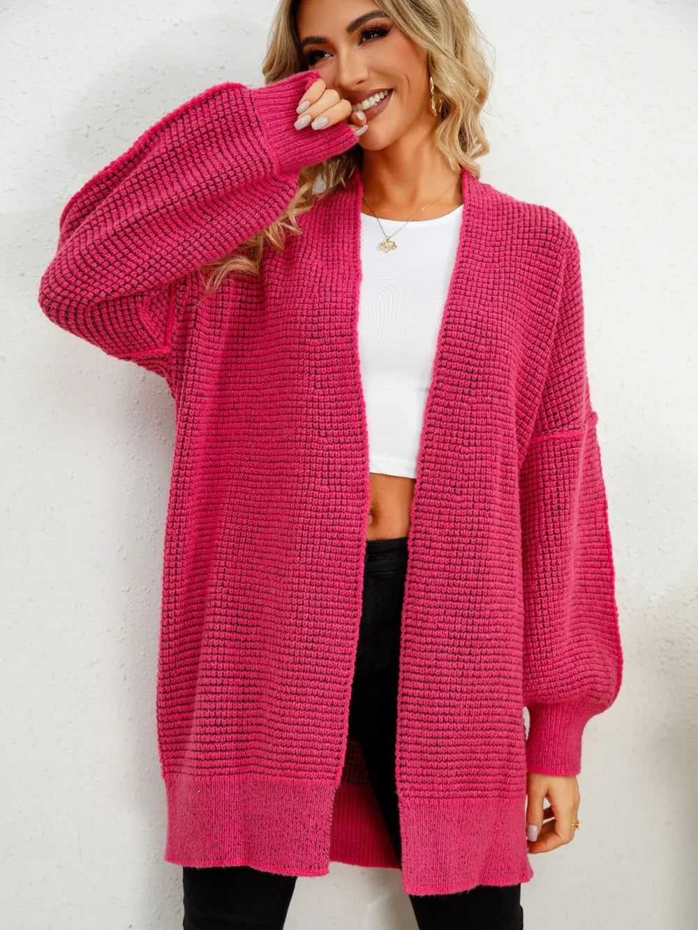 Open Front Dropped Shoulder Cardigan nicholesgifts