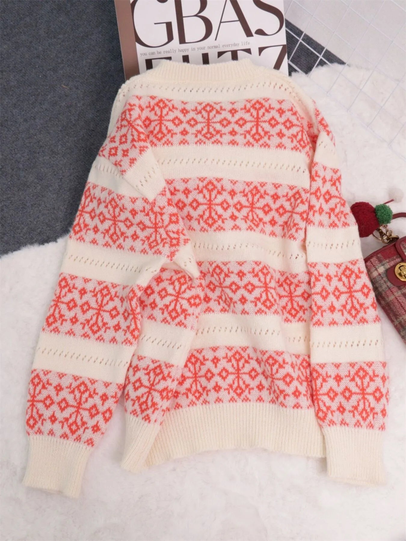 Contrast Ribbed hem Long Sleeve Sweater