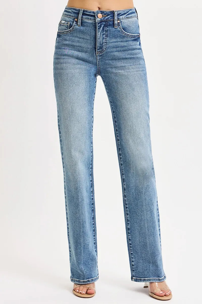 RISEN Full Size Tummy Control High Rise Straight Jeans Plus Size NicholesGifts