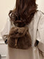 Fuzzy Plush Drawstring Backpack Bag nicholesgifts