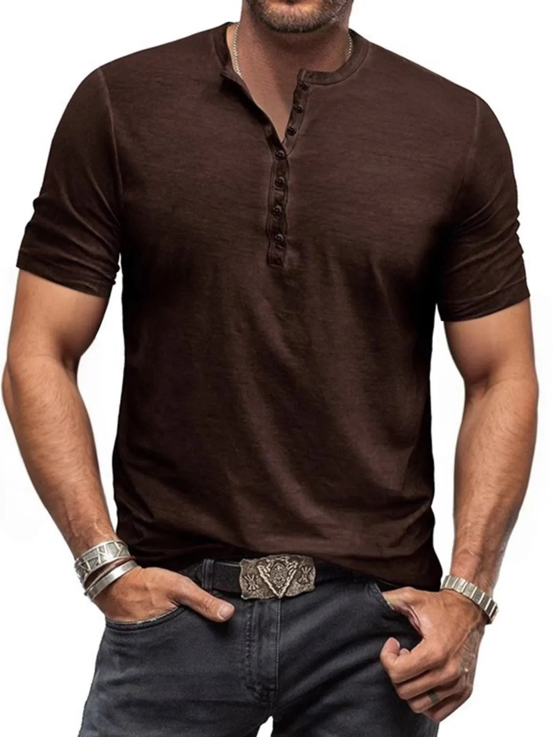 Men's Full Size Button Detail Short Sleeve Polo Plus Size NicholesGifts