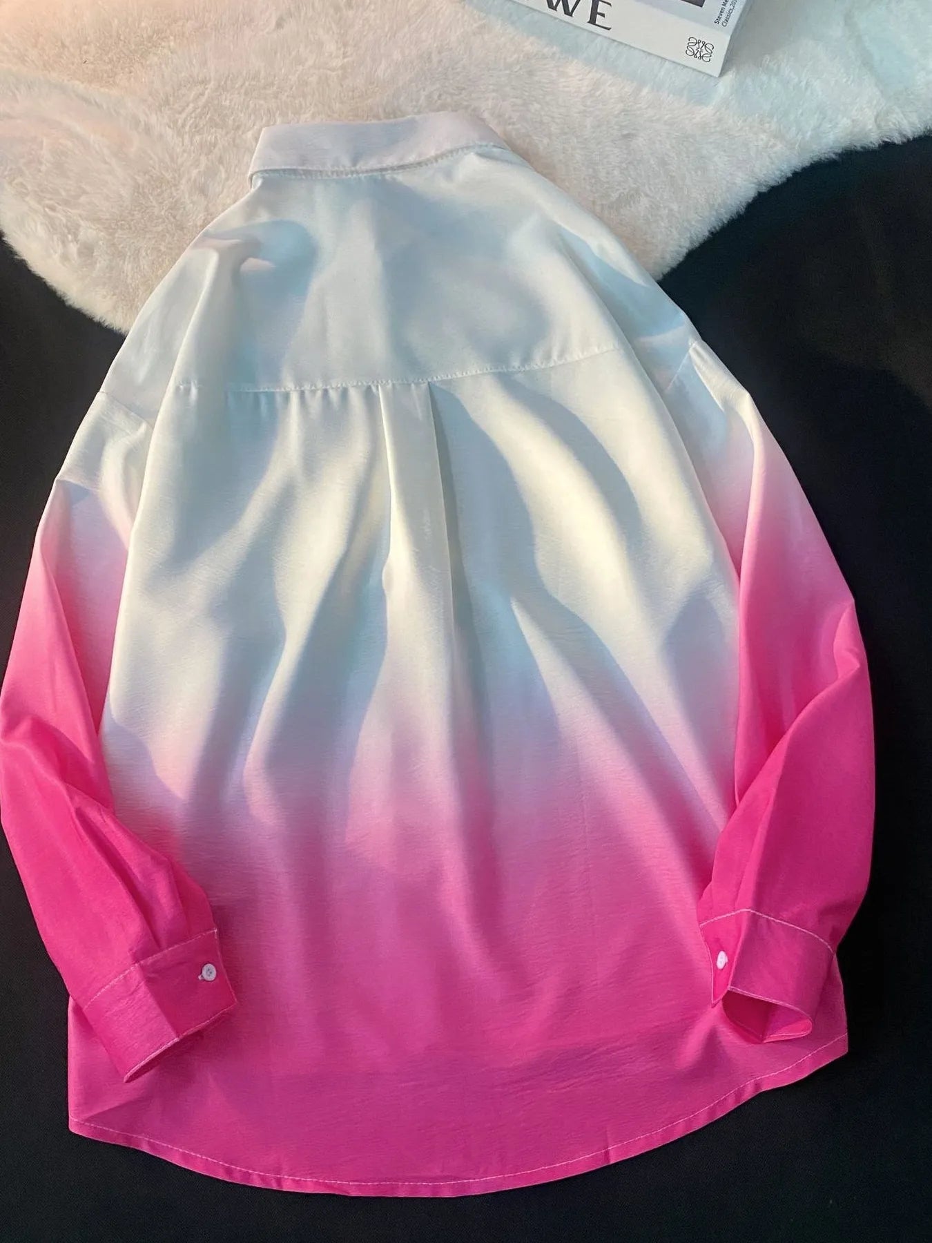 Men's Plus Size Gradient Long Sleeve Button-Up Shirt NicholesGifts