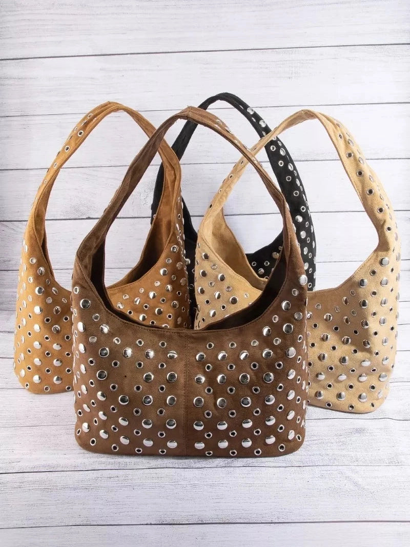 Fame Multi Rivet Studded Shoulder Bag nicholesgifts