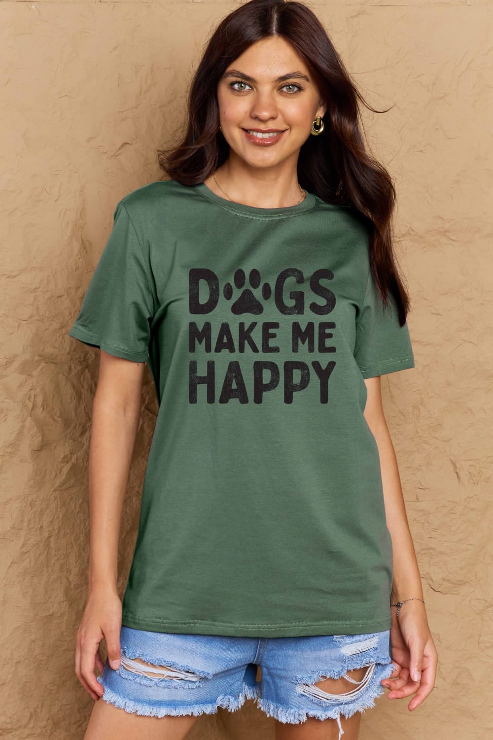 Simply Love Full Size DOGS MAKE ME HAPPY Graphic Cotton T-Shirt nicholesgifts