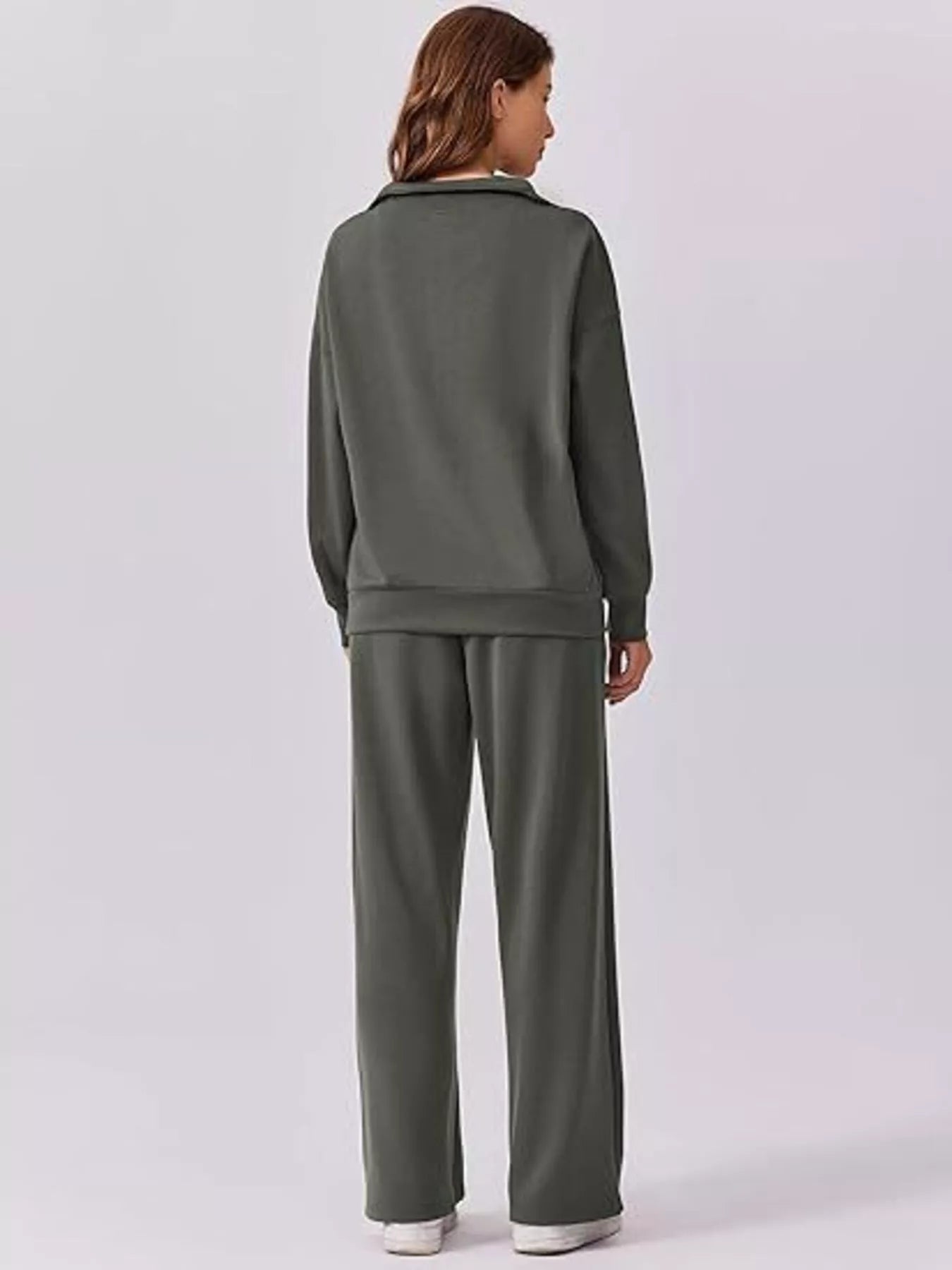 Relaxed Fit Quarter-Zip Top and Pants Set nicholesgifts