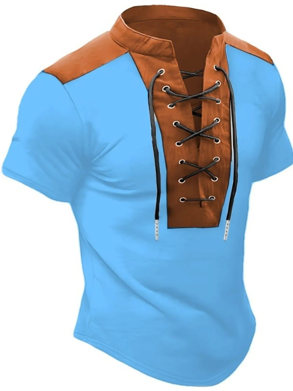 Men's Plus Size Lace Up Short Sleeve Polo NicholesGifts