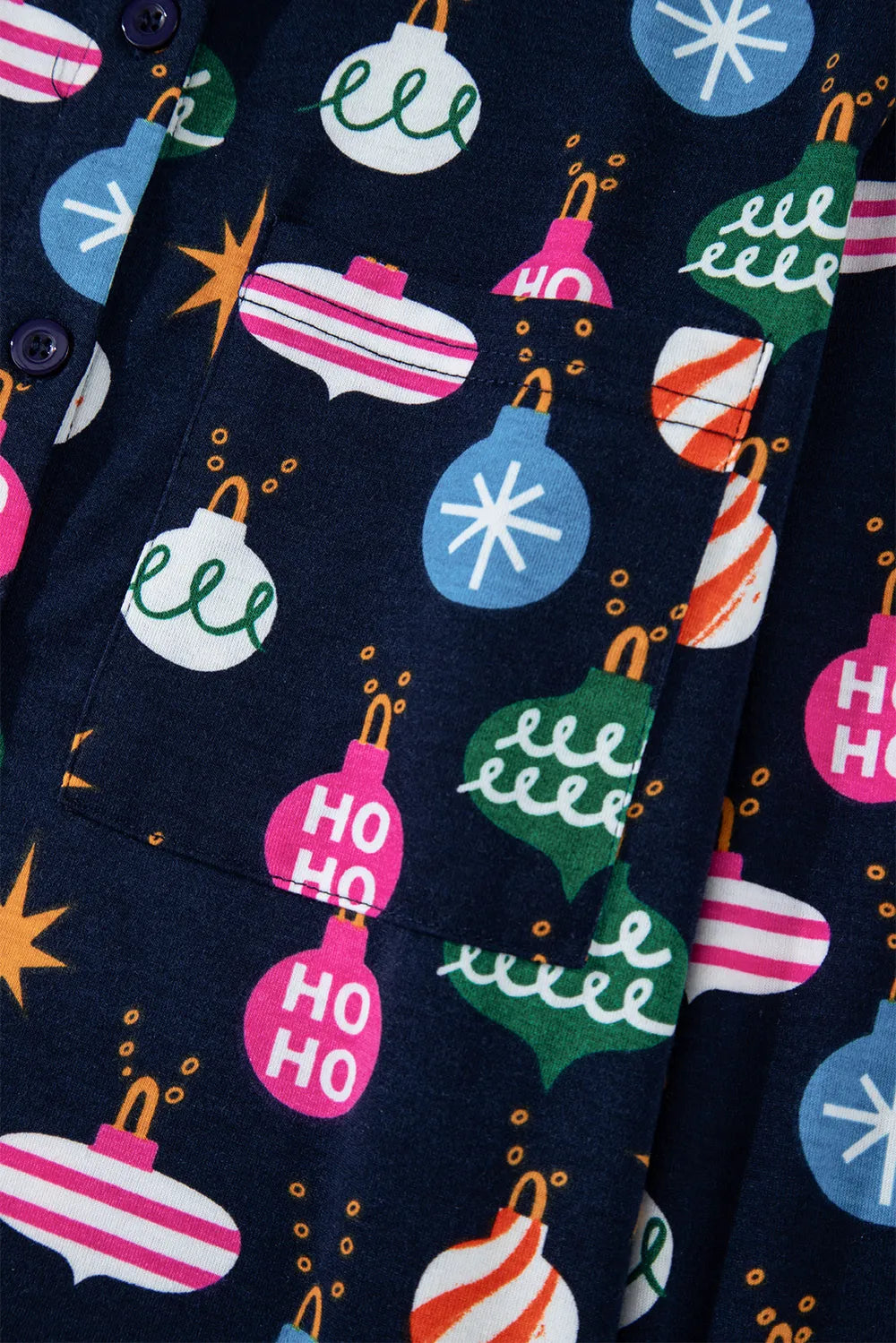 Christmas Lights Print Collared Neck Top and Pants Set Trendsi