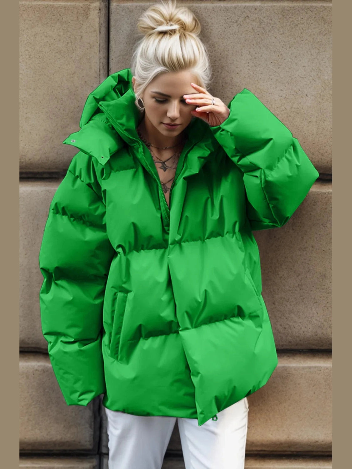 Pocketed Zip Up Hooded Puffer Jacket nicholesgifts