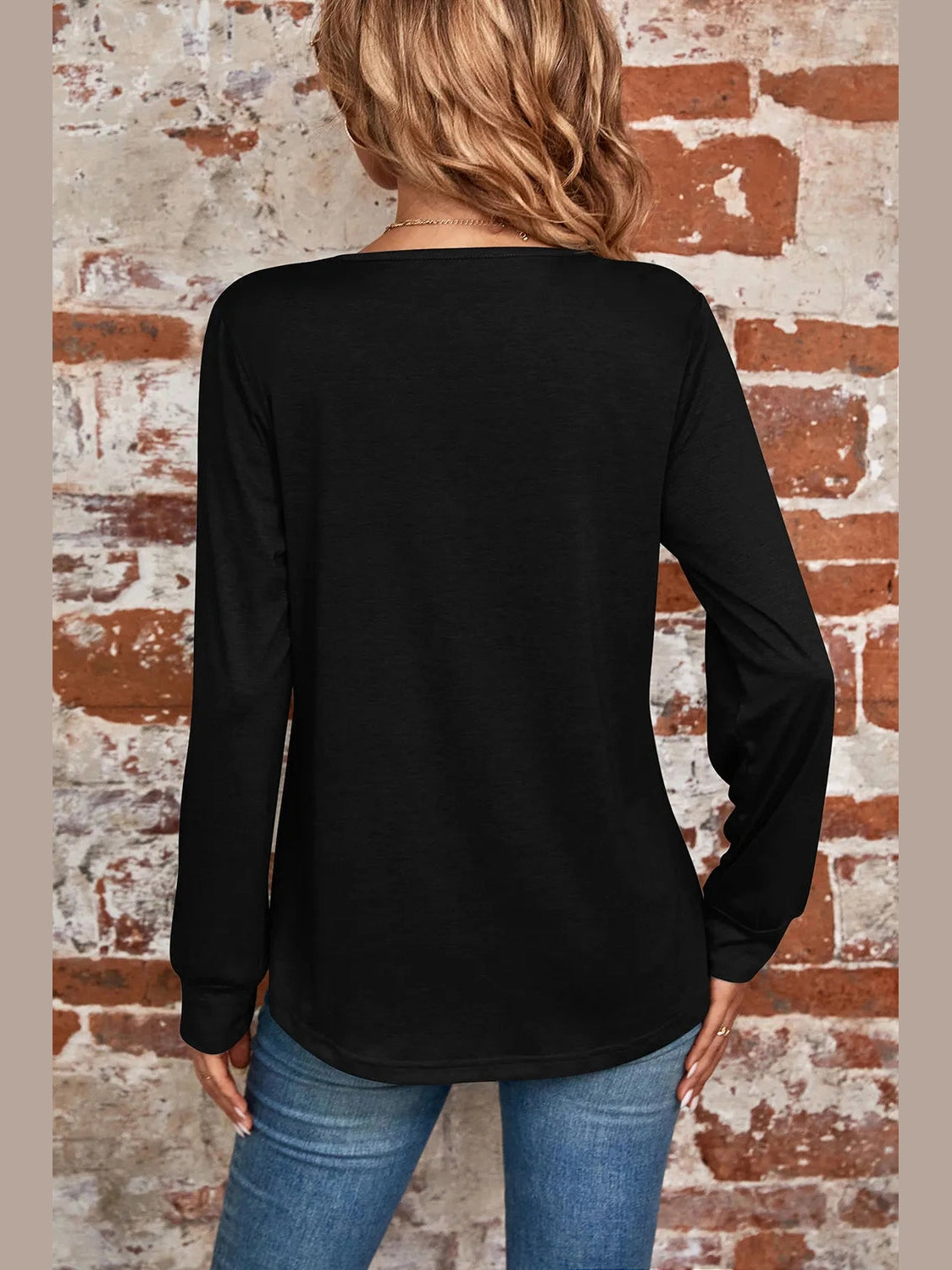 Ruched Square Neck Long Sleeve T-Shirt NicholesGifts