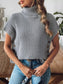 Turtleneck Side Decor Button Sweater Vest nicholesgifts