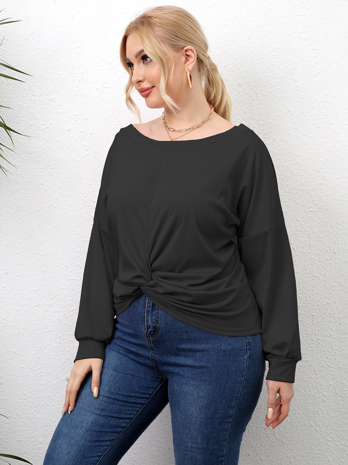 Plus Size Twisted Drop Shoulder T-Shirt NicholesGifts