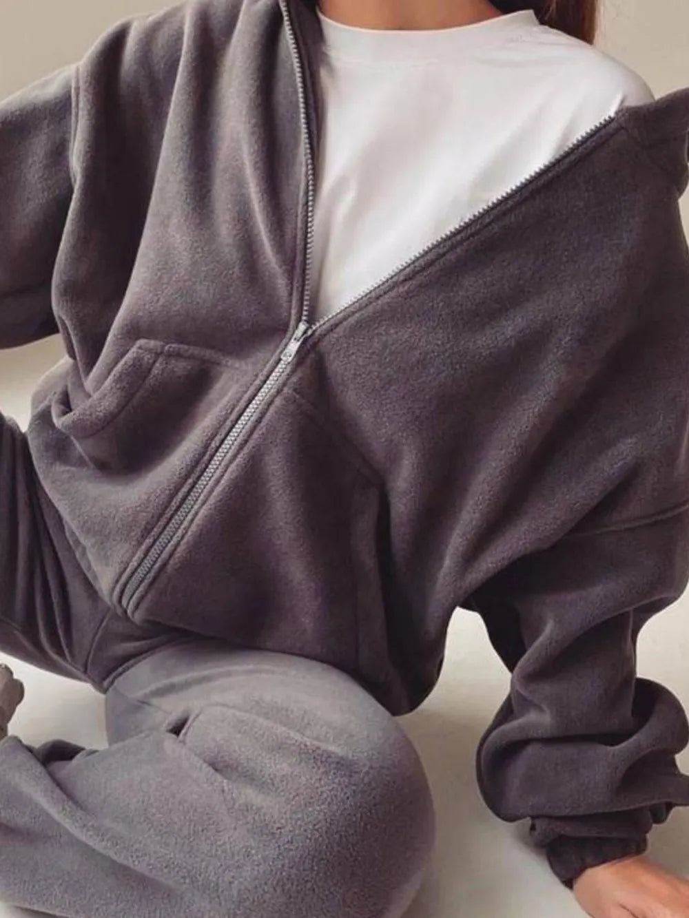 Zip Up Long Sleeve Hoodie and Joggers Set nicholesgifts