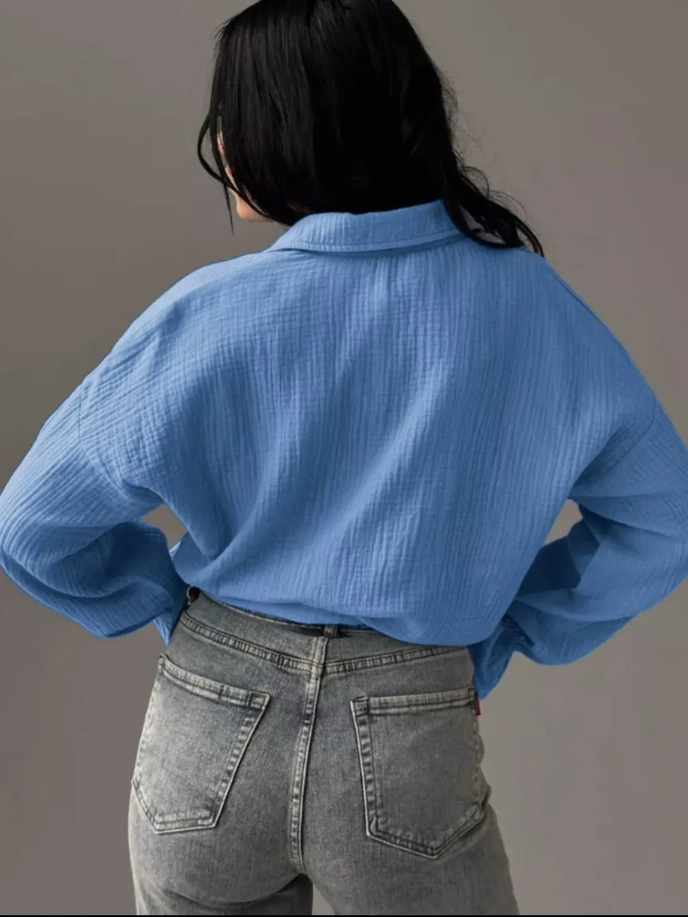 Textured Collared Neck Flounce Sleeve Shirt nicholesgifts