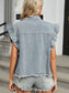 Raw Hem Cap Sleeve Denim Jacket nicholesgifts
