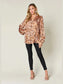 Double Take Full Size Printed Ruffle Trim Balloon Sleeve Shirt nicholesgifts