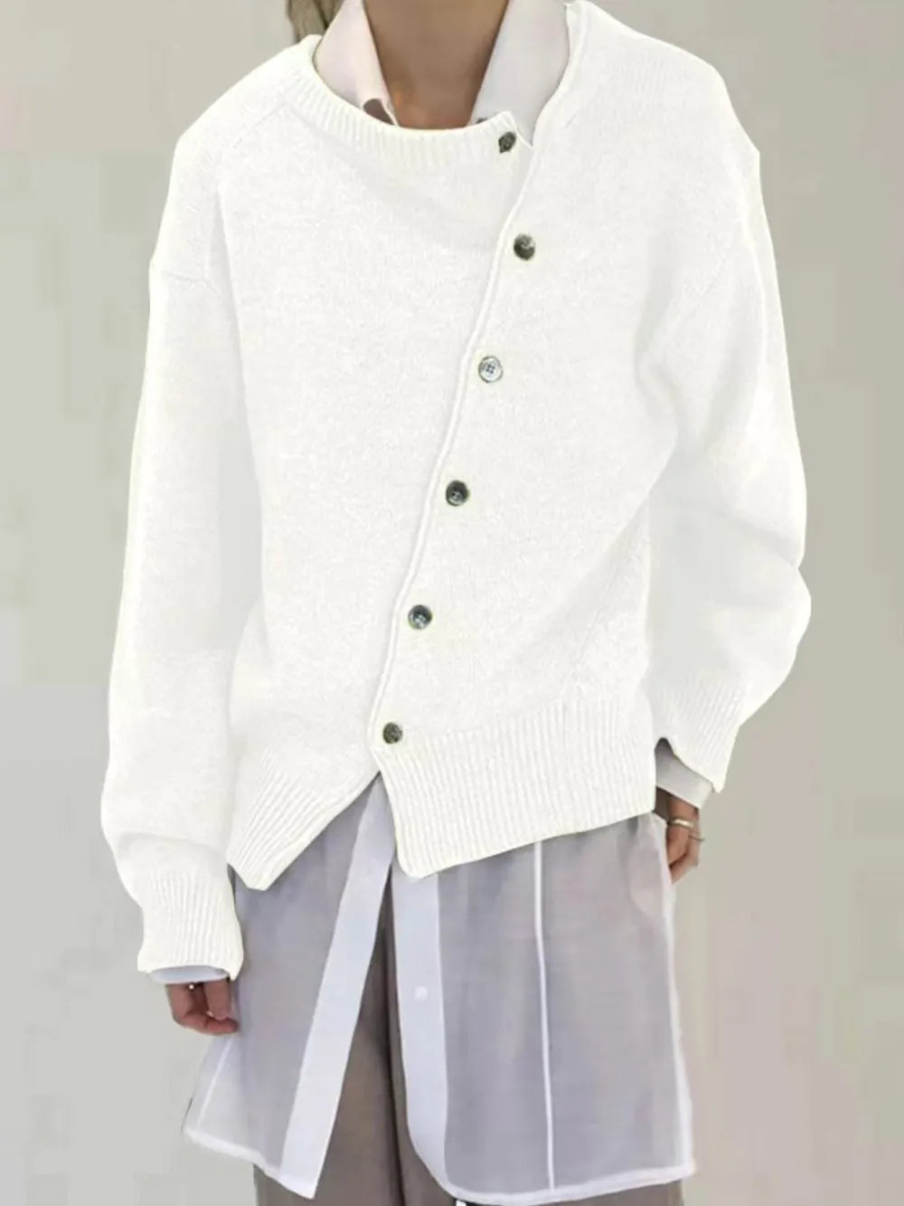 Dropped Shoulder Buttoned Cardigan nicholesgifts