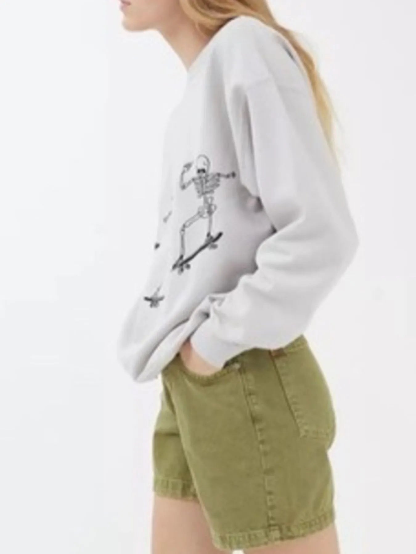 Skeleton Graphic Oversized Sweatshirt Trendsi