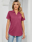 Women Johnny Collar Short Sleeve Blouse nicholesgifts
