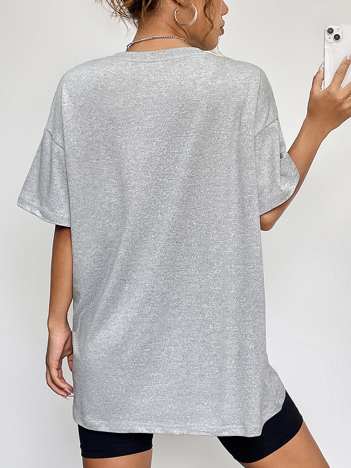 Round Neck Short Sleeve LET'S GO GHOULS Graphic T-Shirt NicholesGifts
