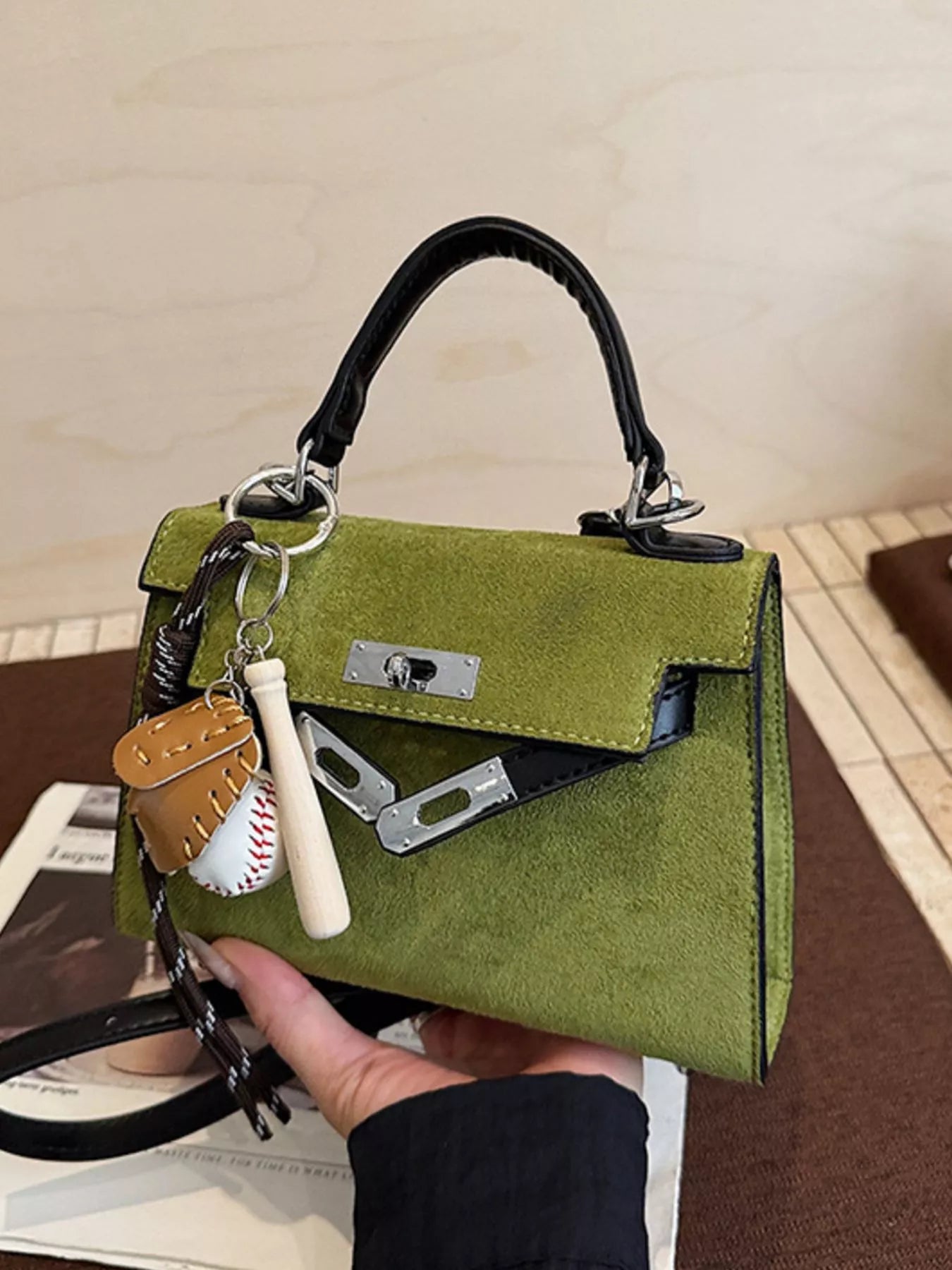 Crossbody Bag with Baseball Charm nicholesgifts
