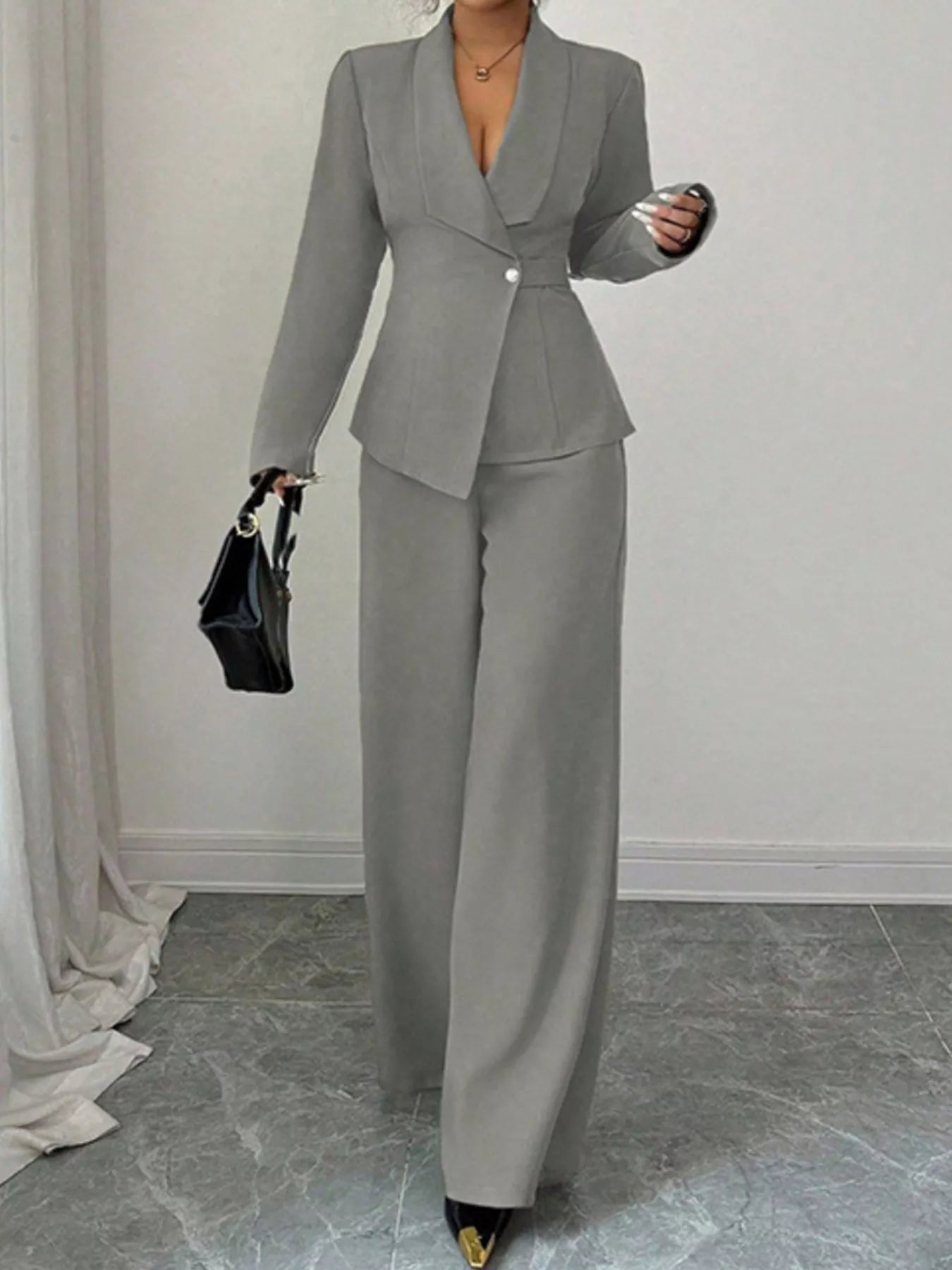 One Button Blazer and Pants Set nicholesgifts