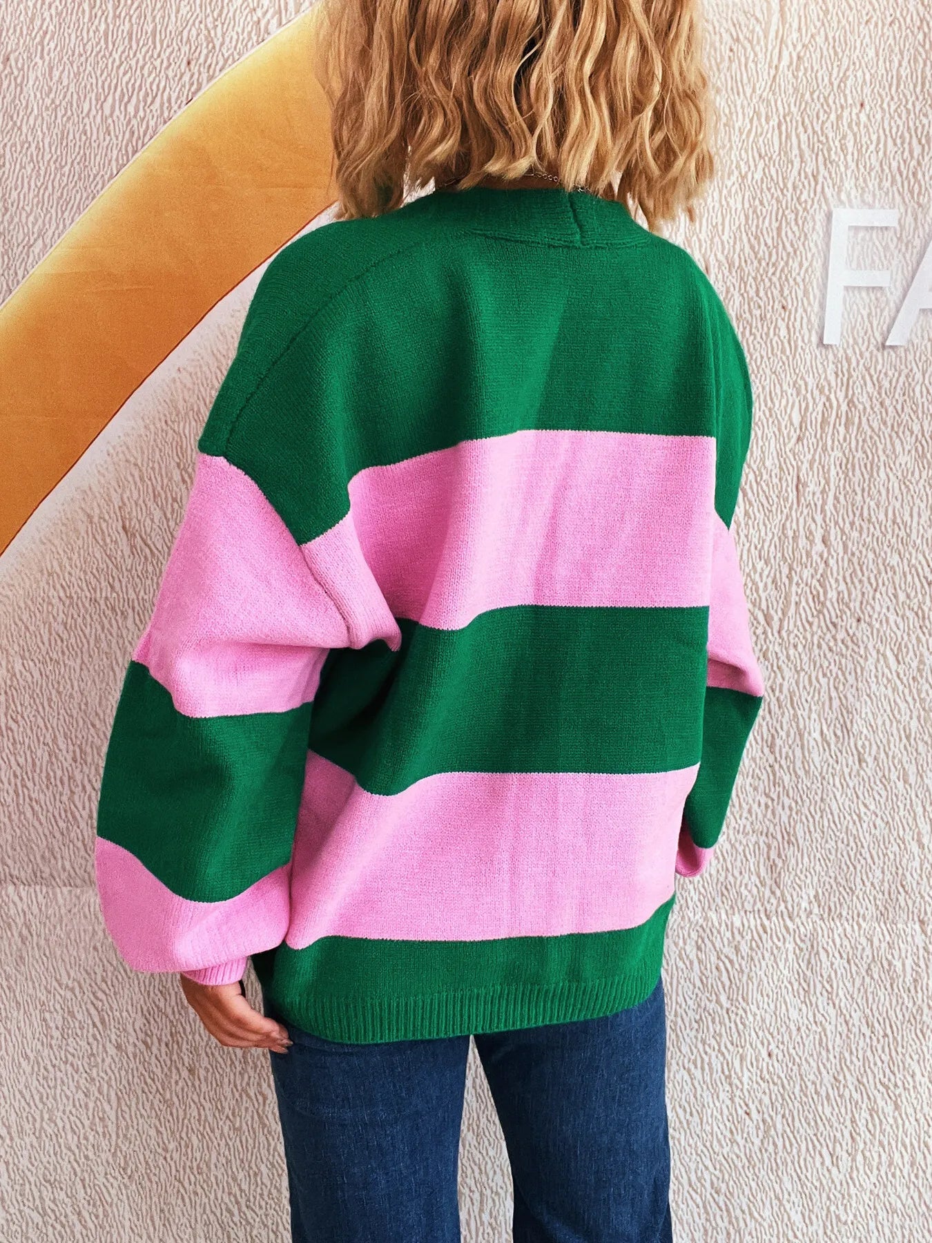Color Block Open Front Cardigan