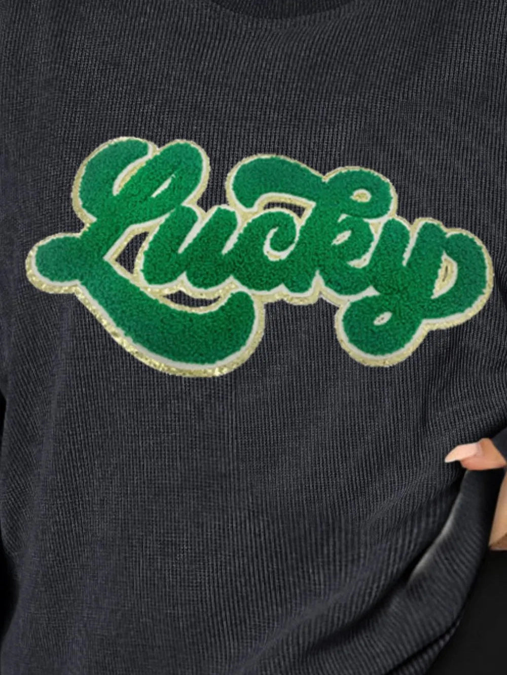 Plus Size LUCKY Round Neck Sweatshirt nicholesgifts