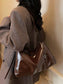 Sleek Faux Leather Hobo Shoulder Bag nicholesgifts