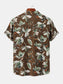Men's Plus Size Floral Print Short Sleeve Button-Up Shirt nicholesgifts