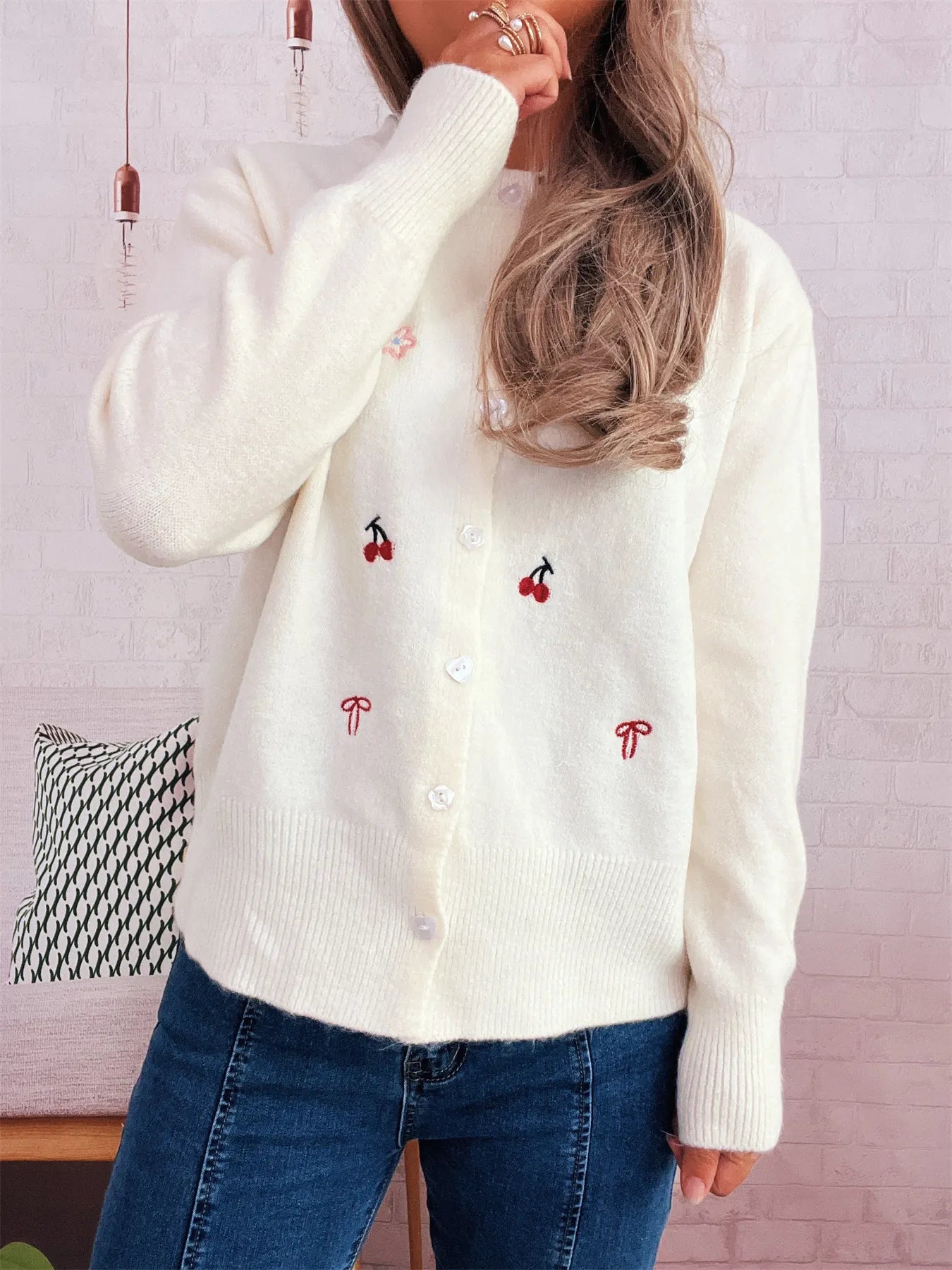 Ribbed Button-Front Knit Cardigan