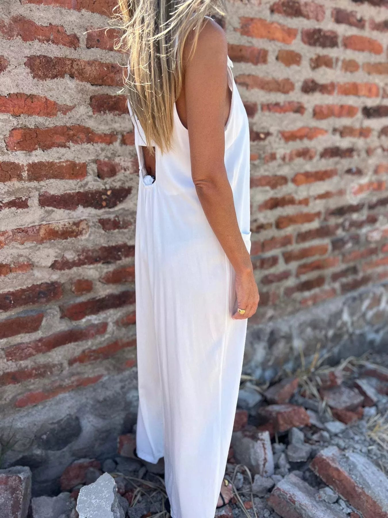Full Size Button-Front Wide Leg Jumpsuit Plus Size nicholesgifts