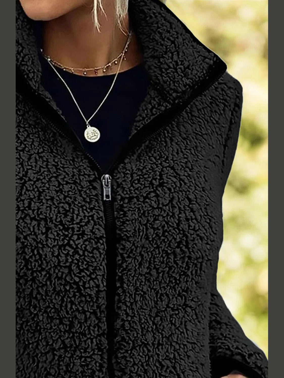 Pocketed Zip Up Turtleneck Jacket nicholesgifts